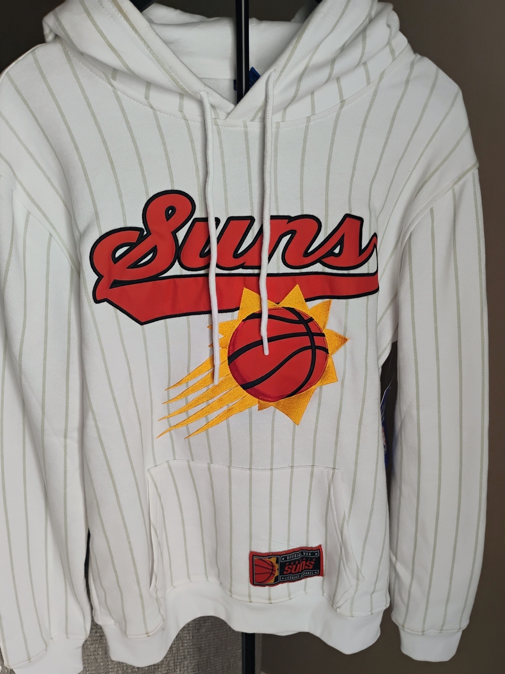 Men's Phoenix Suns Size XL White Pinstripe Graphic Hoodie NWT